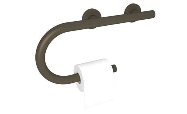 Designer grab bar toilet paper holder, Left and Right hand options. (Polished, Brushed, Bronze, and Matte Black)