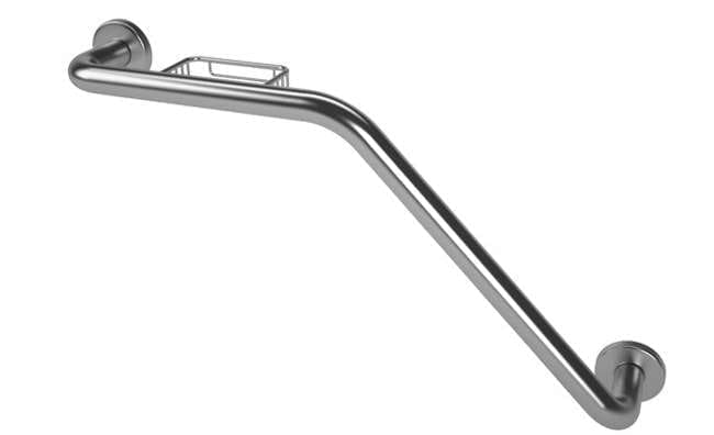 Soap basket grab bar, Left and Right hand options. (Polished, Brushed, Bronze, Matte Black)