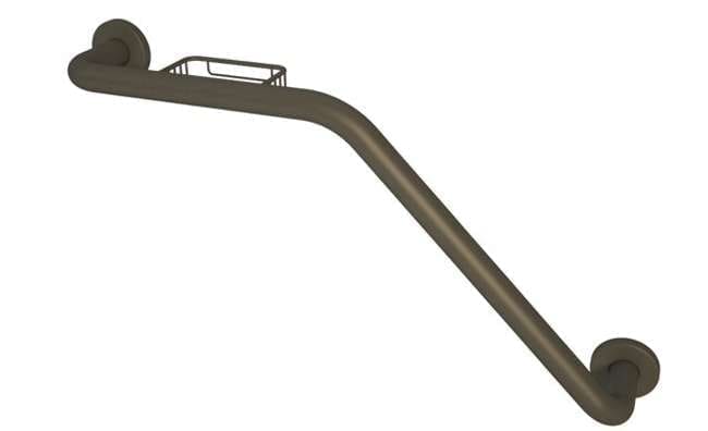 Soap basket grab bar, Left and Right hand options. (Polished, Brushed, Bronze, Matte Black)
