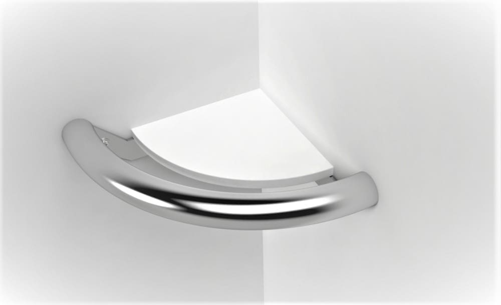 Corner shelf with grab bar (Polished, Brushed, Bronze, Matte Black, Brushed Gold)