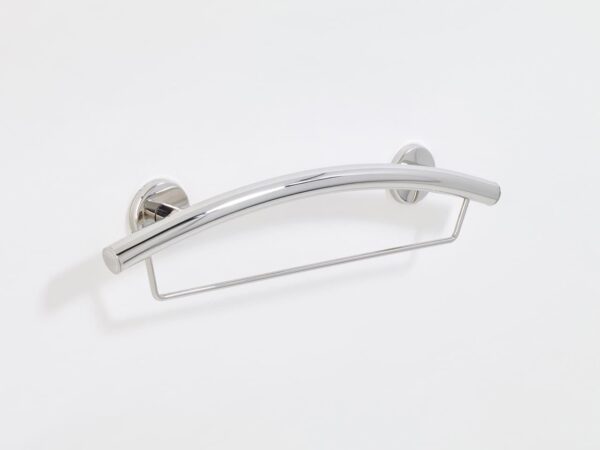 Crescent grab bar with towel bar (Polished, Brushed, Bronze, Matte Black)