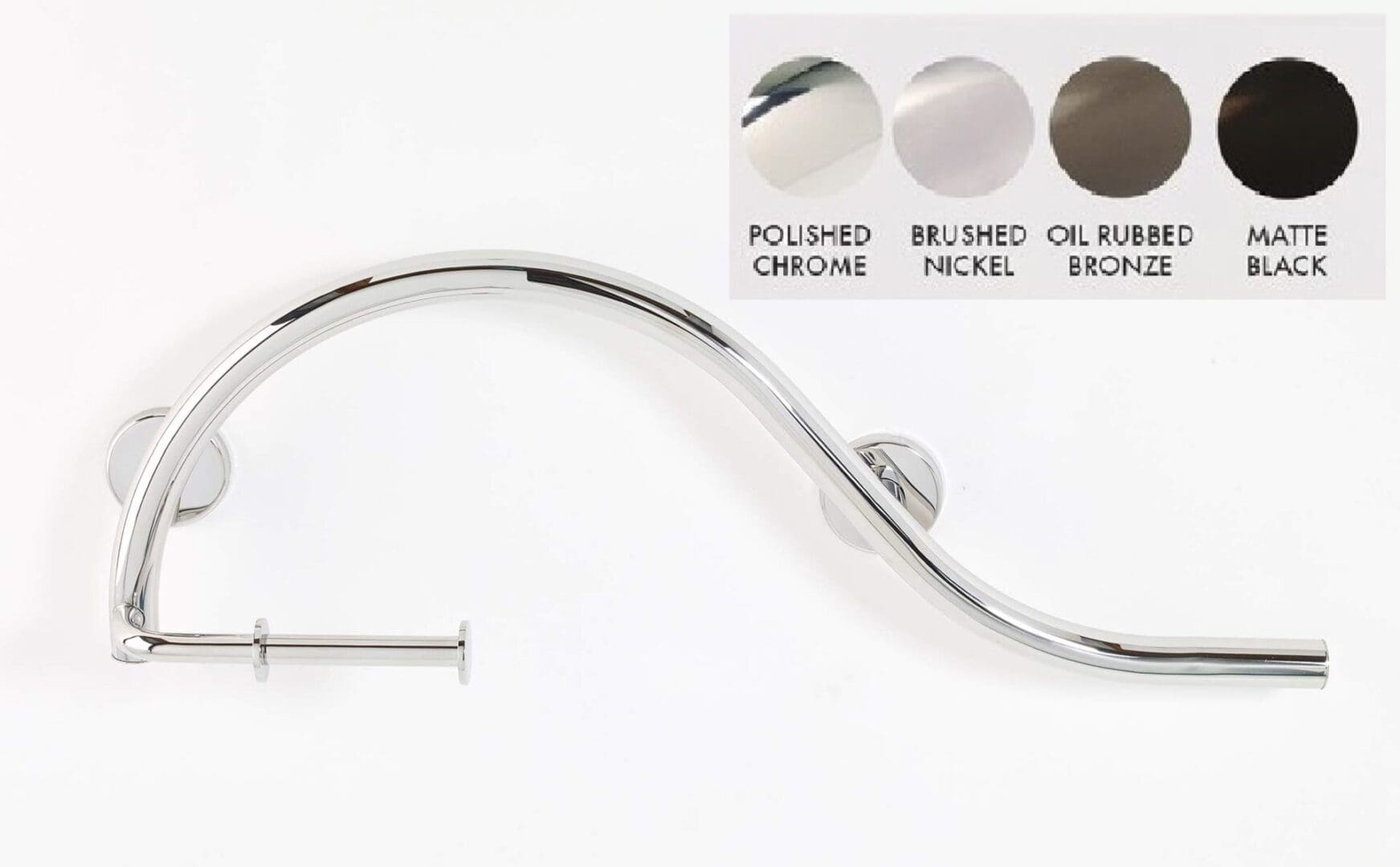 Bowed Grab Bar/tissue paper holder(Polished, Brushed, Bronze, Matte Black) - Image 1