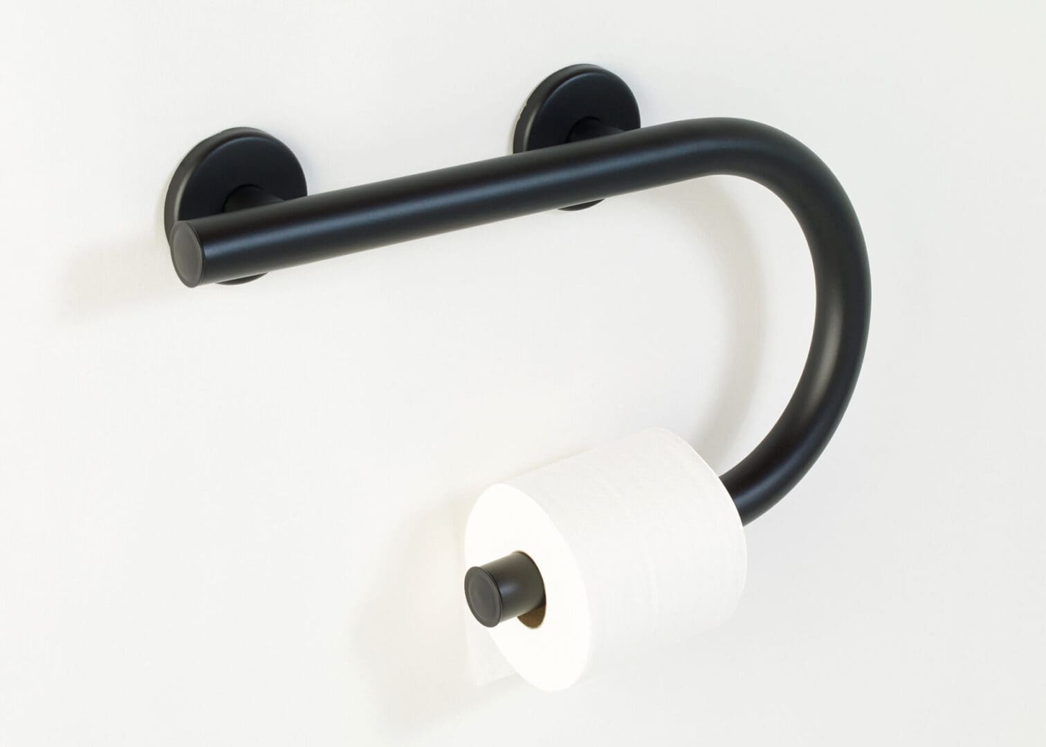Designer grab bar toilet paper holder, Left and Right hand options. (Polished, Brushed, Bronze, and Matte Black)