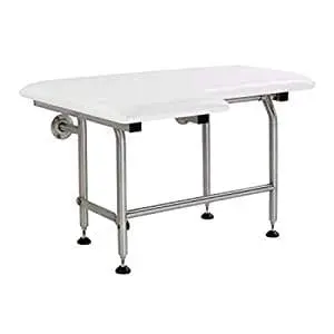 26" White fold-up padded L-shaped shower seat (right)