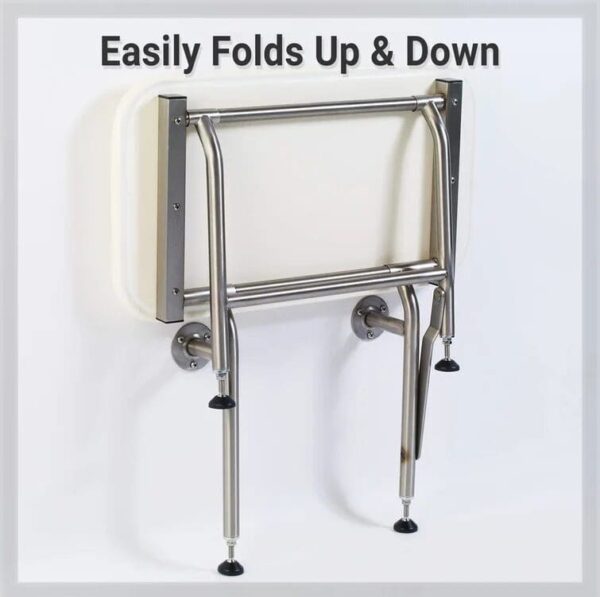 18" White fold-up padded shower seat