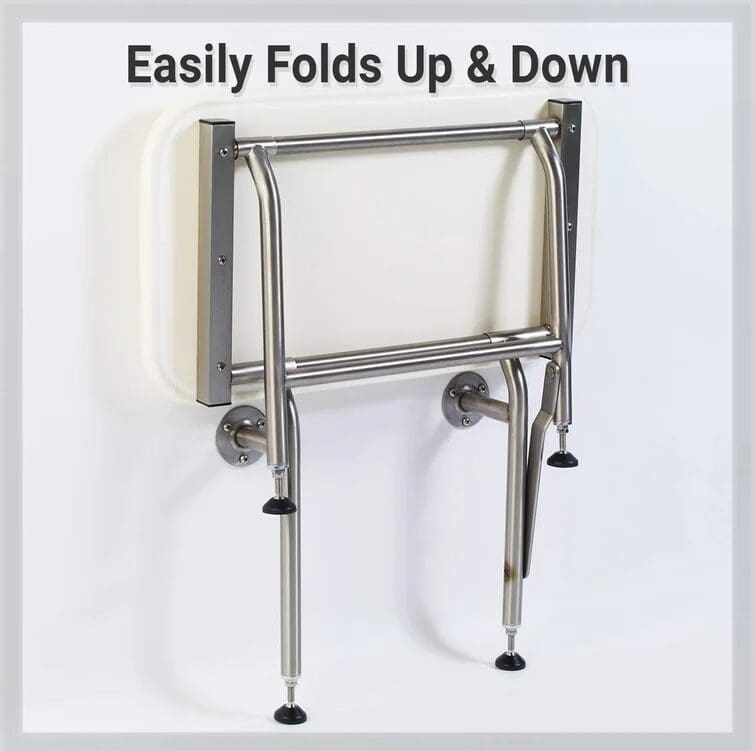 18" White fold-up padded shower seat