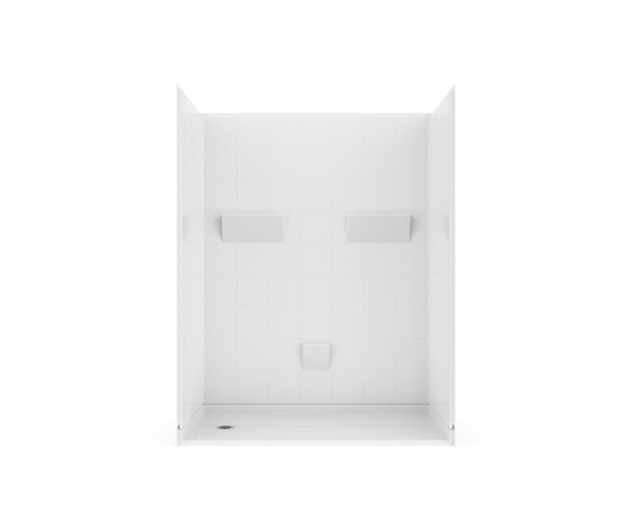 54 x 30" 5Pc. White RBS barrier-free shower unit with left or right hand drain.