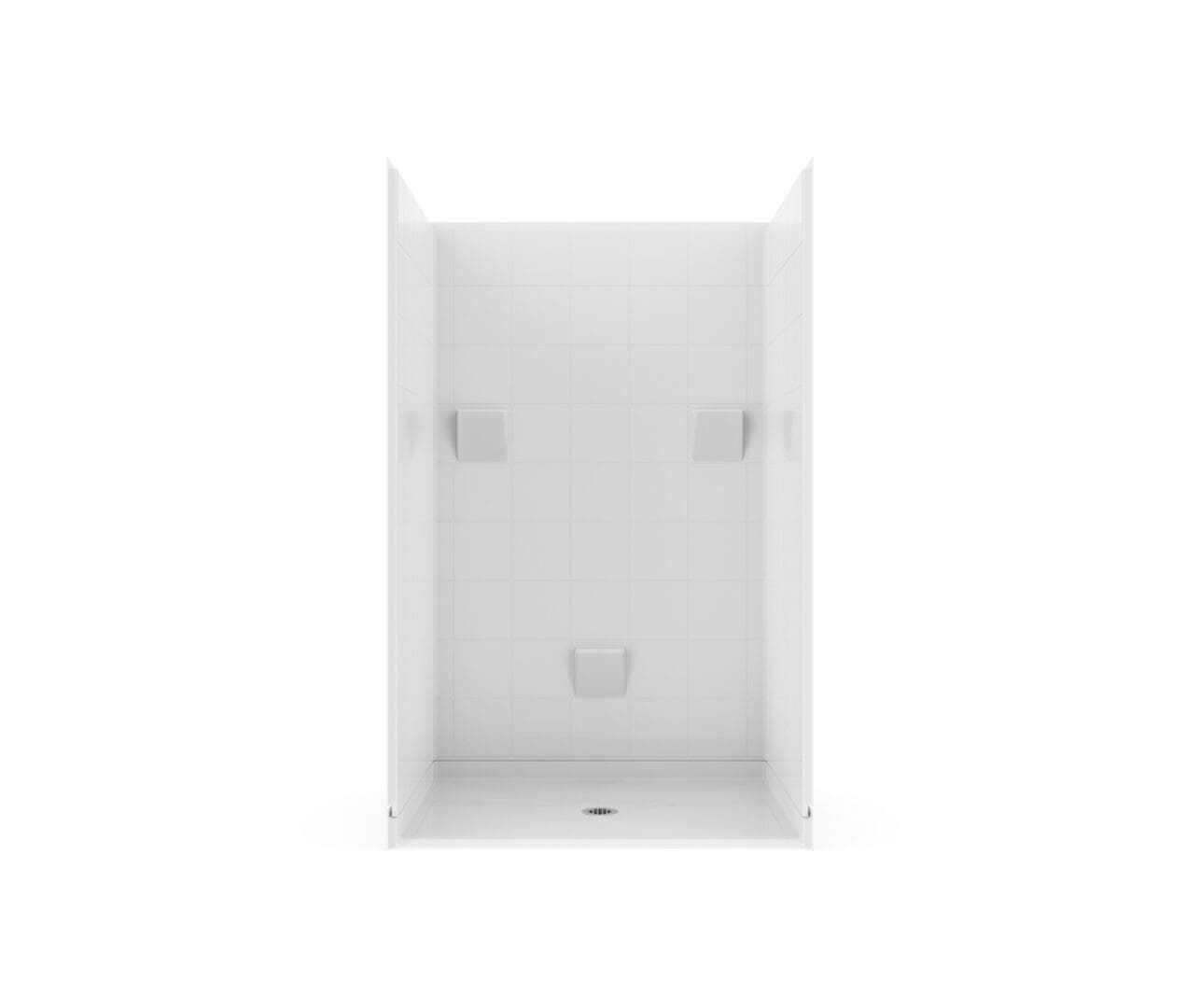 48 x 36" 4Pc. White RBS barrier-free shower unit with center drain.