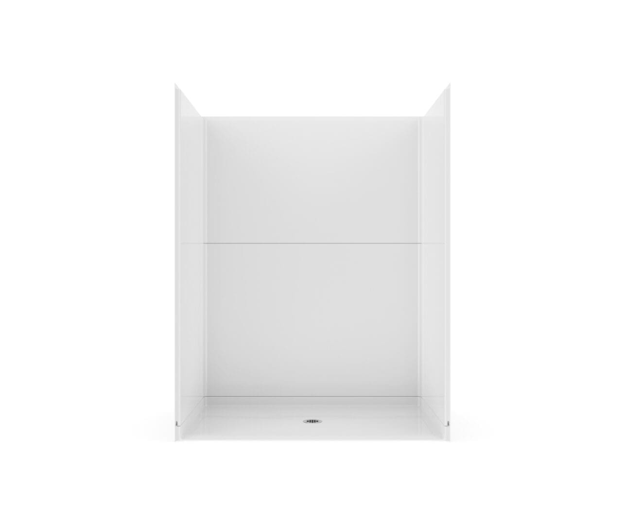 60 x 48" 5Pc. White RBS barrier-free shower unit with center drain.