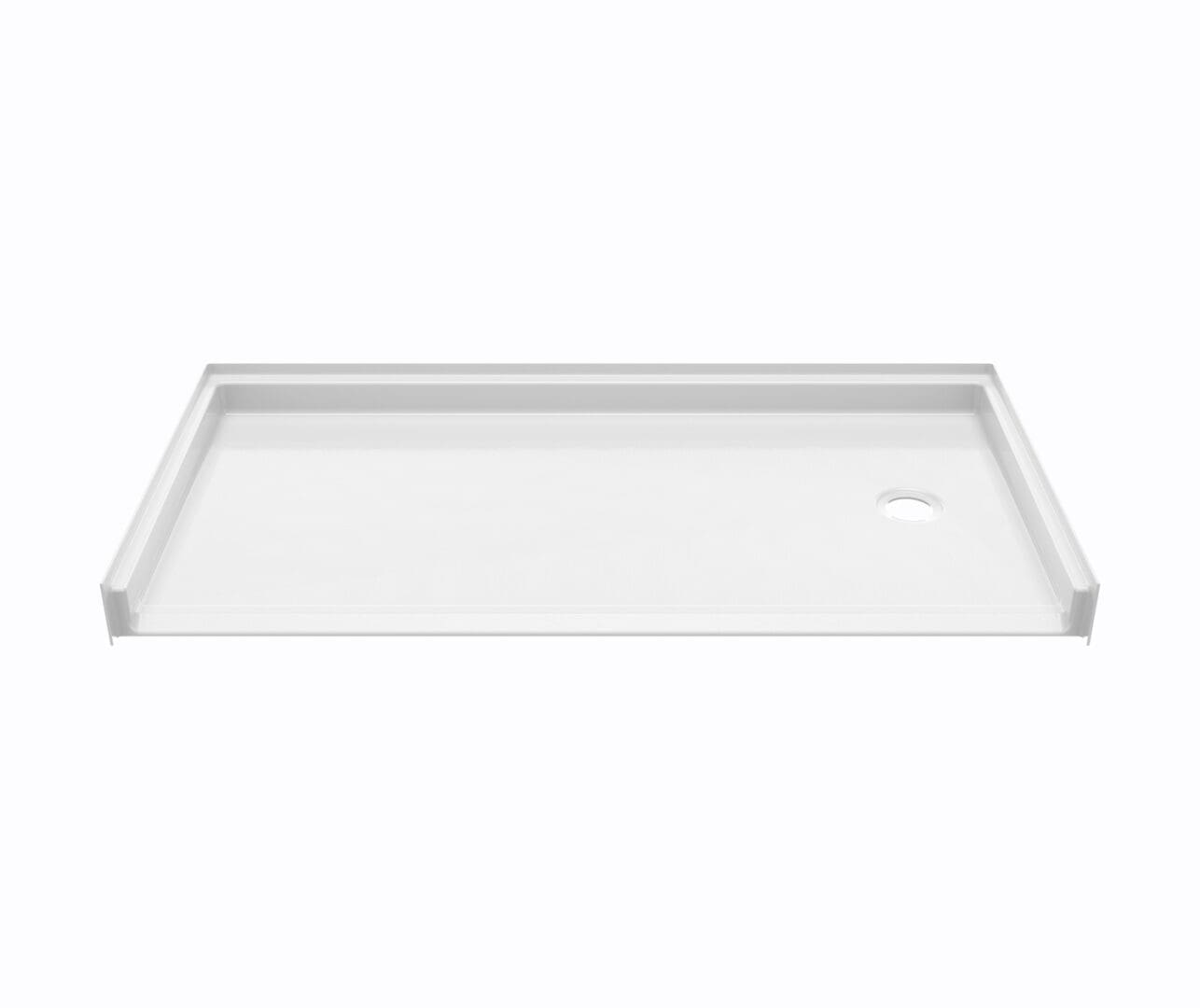 54 x 30" White RBS barrier-free shower pan with left or right hand drain.