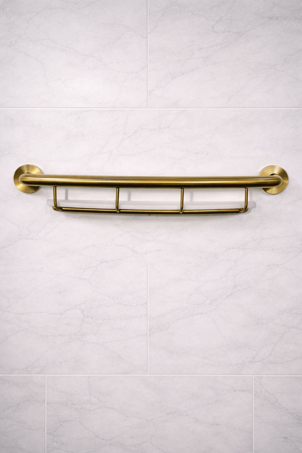 XL 26" Shampoo shelf grab bar (Polished, Brushed, Bronze, Matte Black, Brushed Gold)