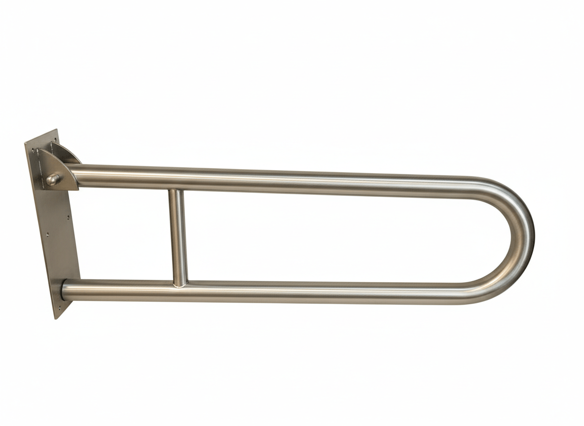 31" U-Shaped Flip-Up Grab Bar (Polished, Brushed, White)