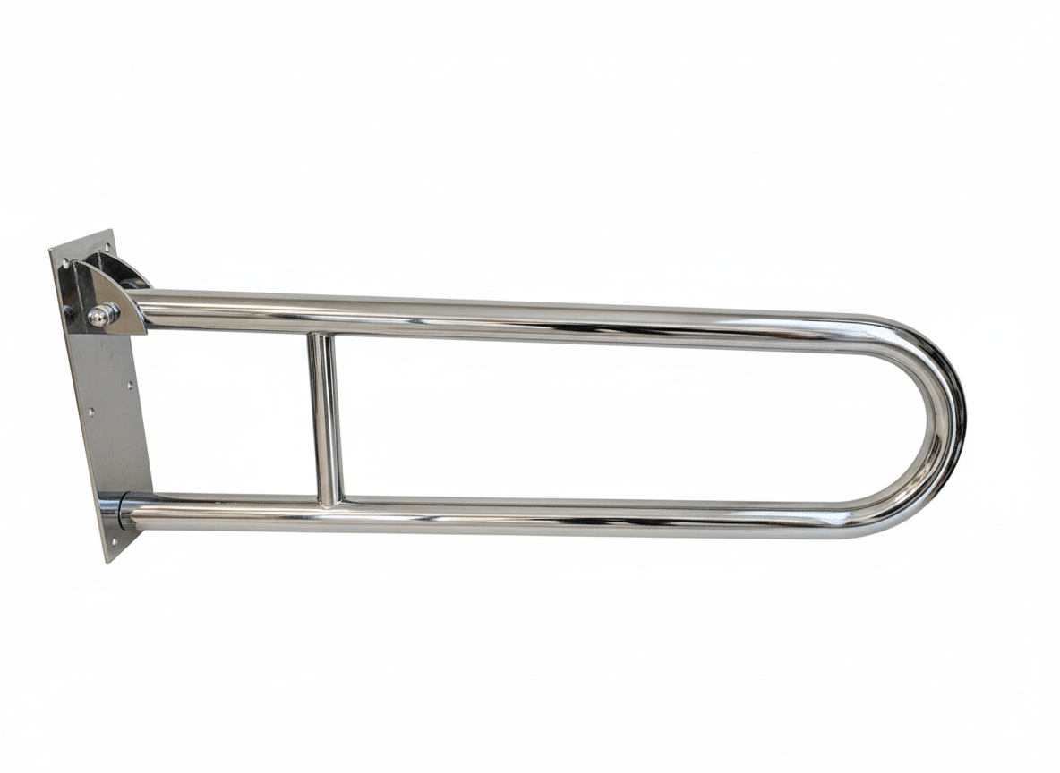 31" U-Shaped Flip-Up Grab Bar (Polished, Brushed, White)