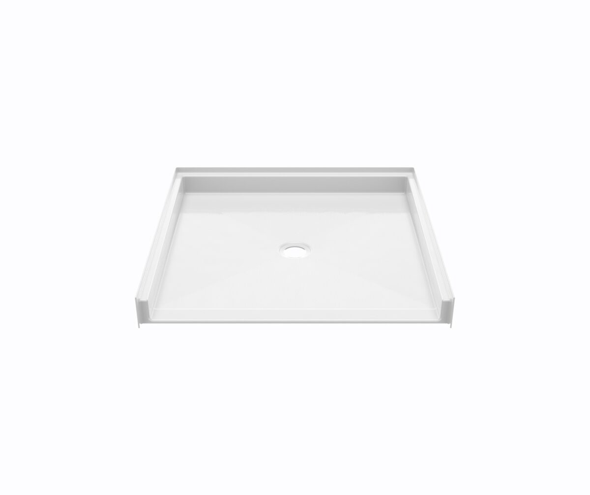 38 x 38" White RBS barrier-free shower pan with center drain.