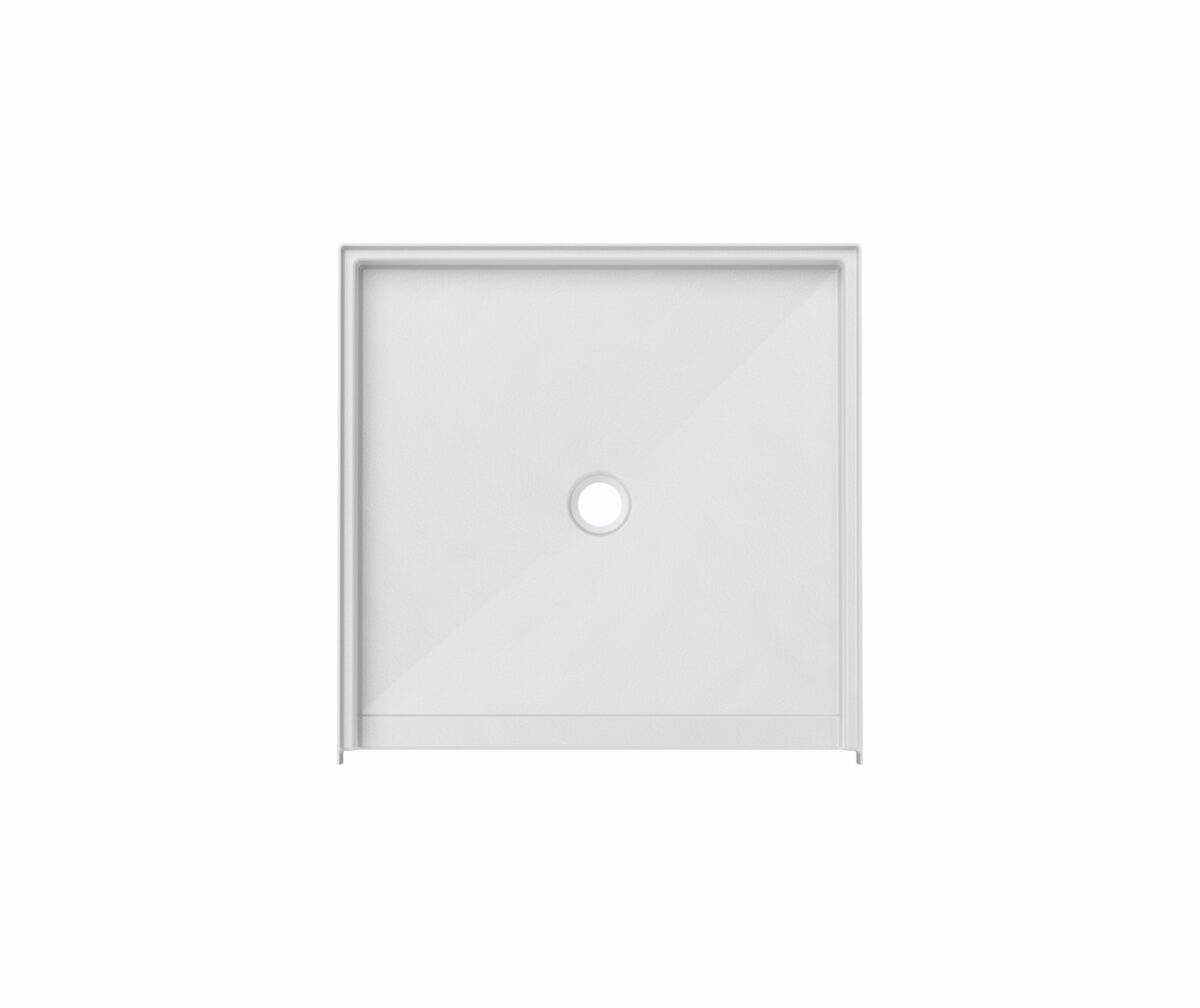 38 x 38" White RBS barrier-free shower pan with center drain.