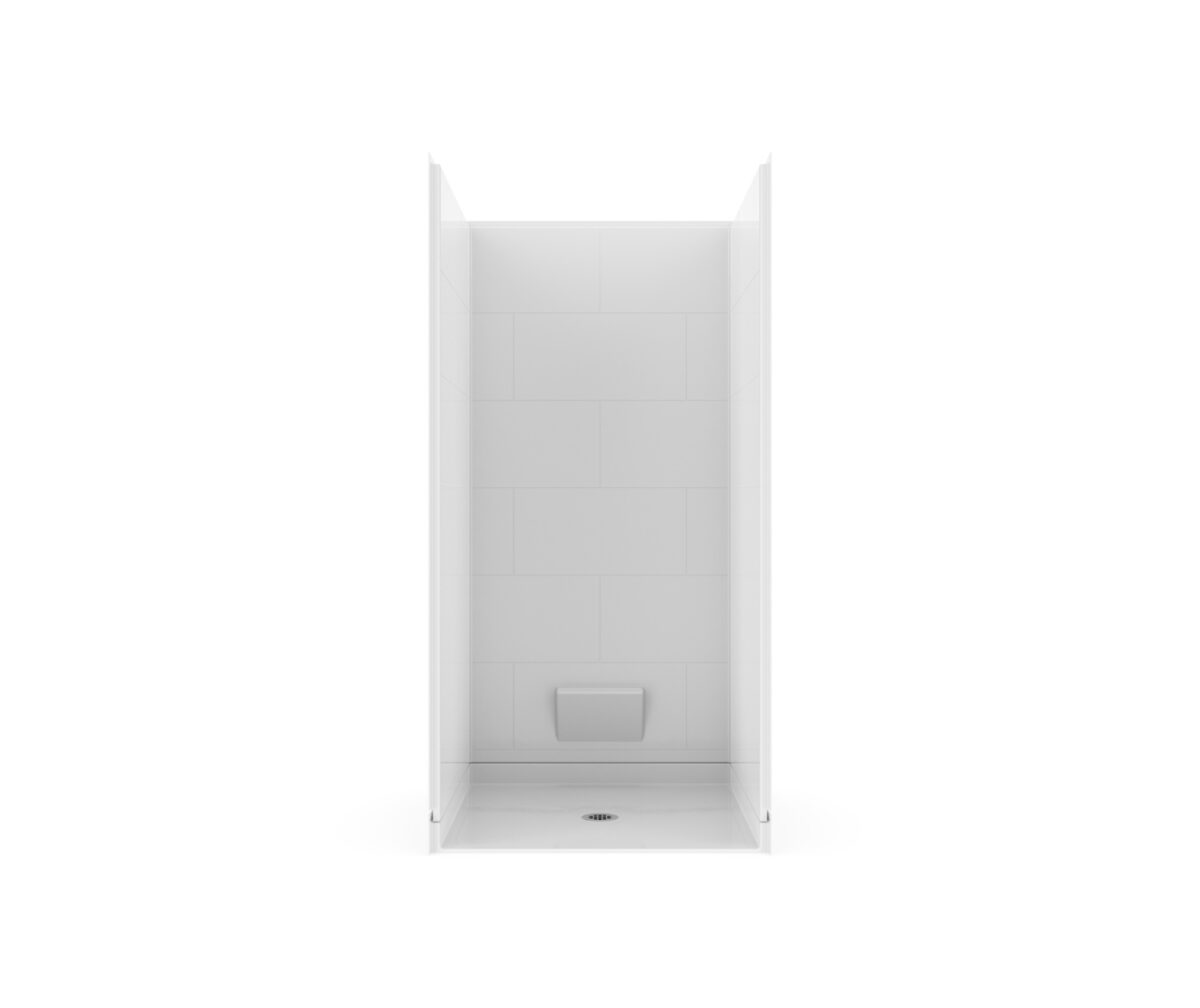 38 x 38" 4Pc. White RBS barrier-free shower unit with center drain.