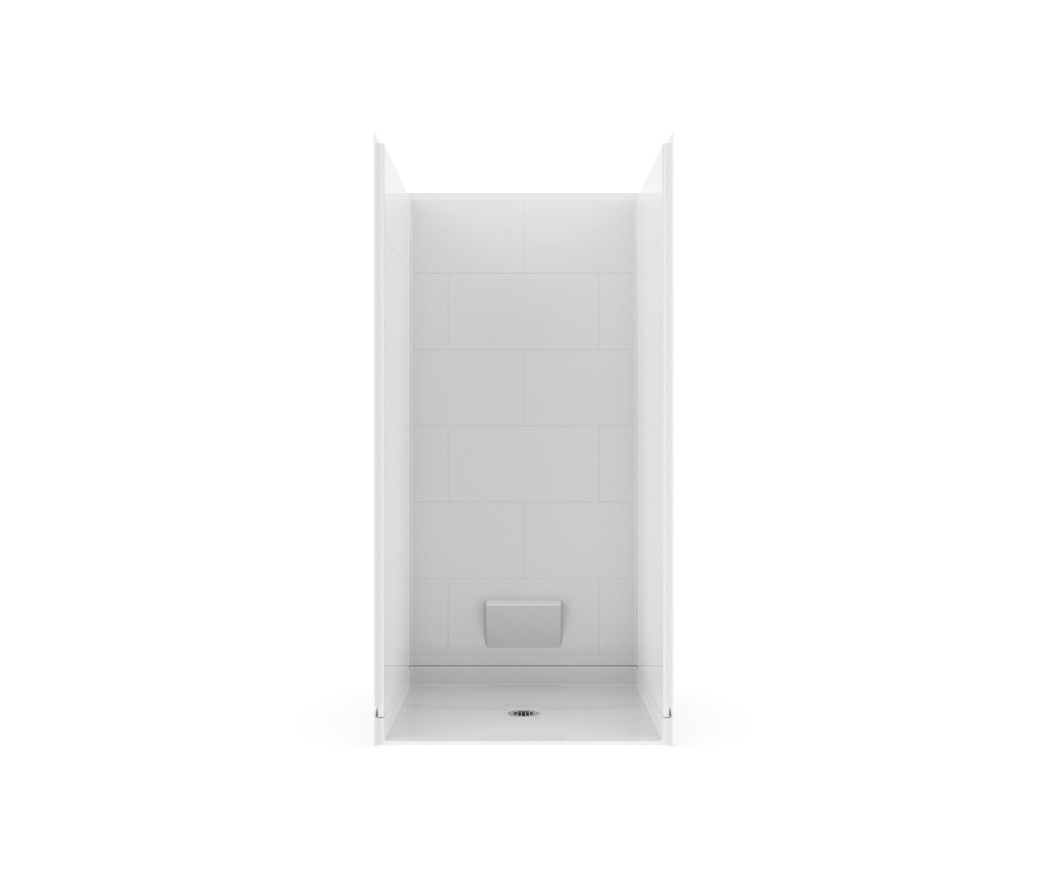 38 x 38" 4Pc. White RBS barrier-free shower unit with center drain. - Image 1
